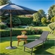 Afuera Living Gray Steel 5-Position Adjustable Pool Lounge Chair with Pillow