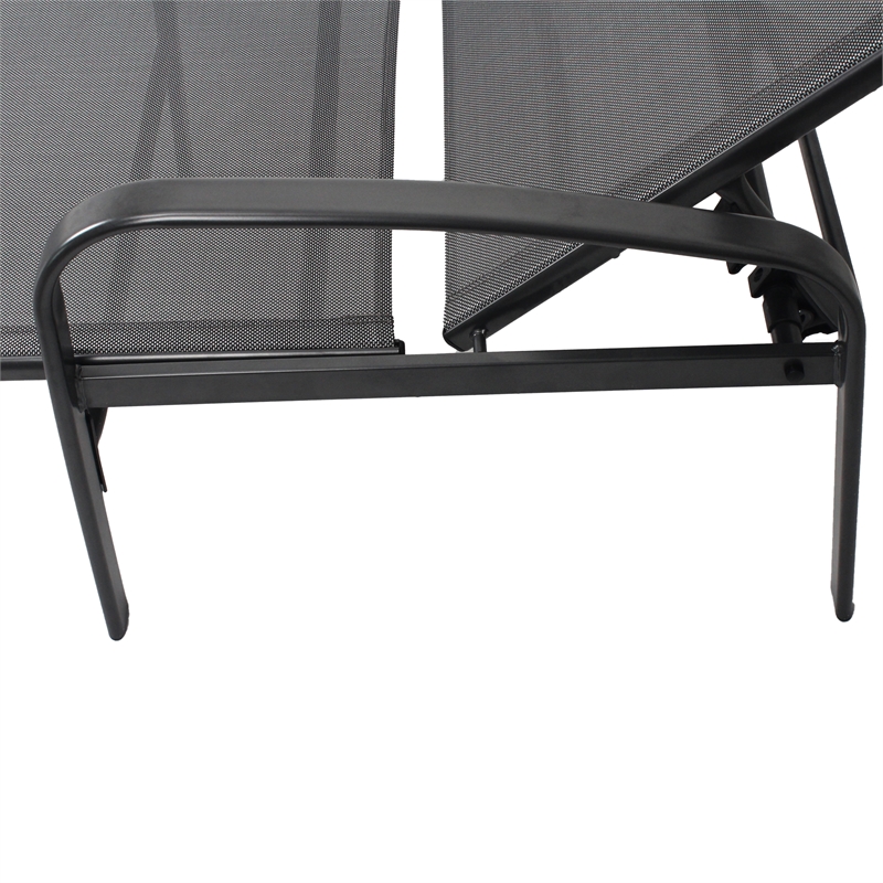 Afuera Living Gray Steel 5-Position Adjustable Pool Lounge Chair with Pillow