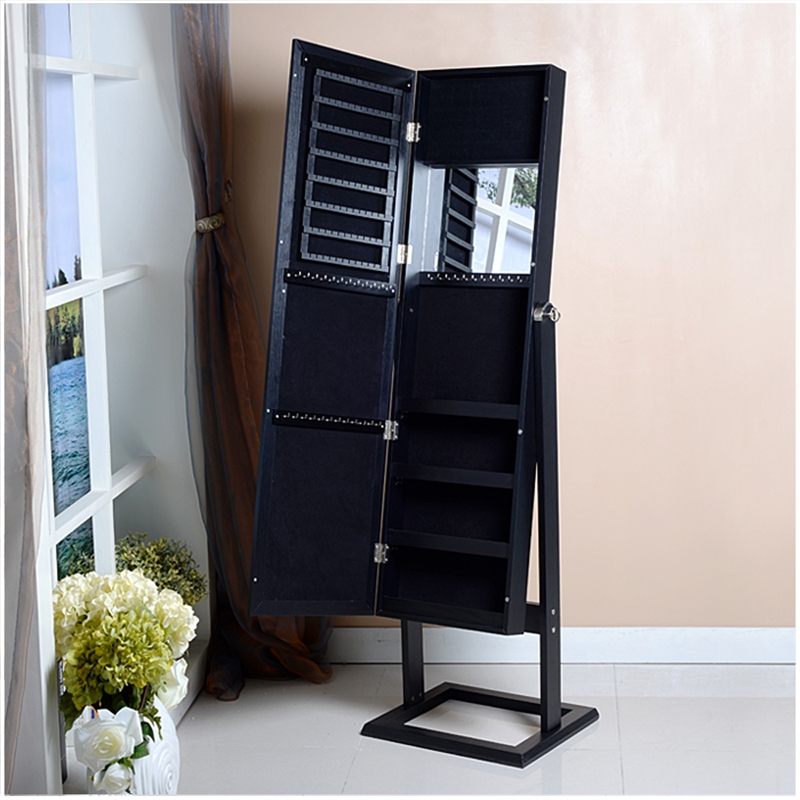 Afuera Living 15.75-Inch Black 2-in-1 Jewelry Armoire with Full-Length Mirror