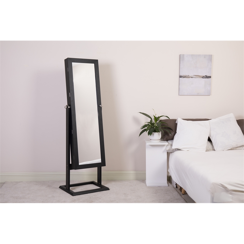 Afuera Living 15.75-Inch Black 2-in-1 Jewelry Armoire with Full-Length Mirror