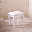 Afuera Living 18-Inch White Vanity Stool MDF & Solid Wood with Flannel Cushion