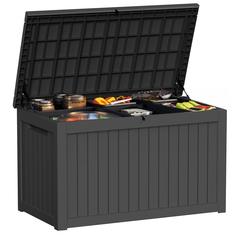 Afuera Living 230-Gallon Black PP Outdoor Lockable Lid Storage Box