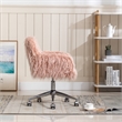 Afuera Living 33.6-Inch Pink Faux Fur Office Chair Adjustable Height Chrome Base