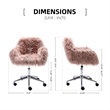 Afuera Living 33.6-Inch Pink Faux Fur Office Chair Adjustable Height Chrome Base
