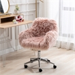 Afuera Living 33.6-Inch Pink Faux Fur Office Chair Adjustable Height Chrome Base