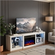 Afuera Living White Fireplace TV Stand with 18-Inch Insert for TVs Up to 65 Inch