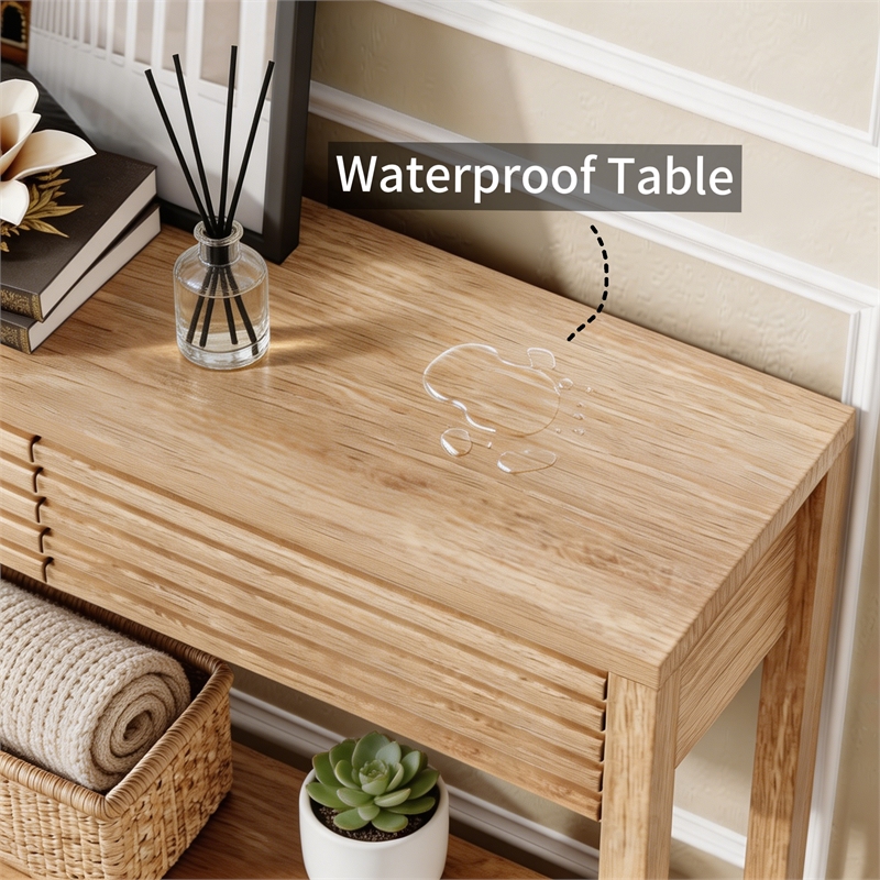 Afuera Living 40-Inch Medium Wood Fluted Console Table with 2 Drawers 39.4x11.7