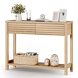 Afuera Living 40-Inch Medium Wood Fluted Console Table with 2 Drawers 39.4x11.7