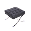 Afuera Living Black Tufted Leather Ottoman with Stainless Steel X-Base Frame