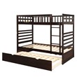 Afuera Living Brown Twin Bunk Bed with Safety Rail & Movable Trundle & Ladder
