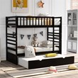 Afuera Living Brown Twin Bunk Bed with Safety Rail & Movable Trundle & Ladder