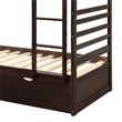 Afuera Living Brown Twin Bunk Bed with Safety Rail & Movable Trundle & Ladder