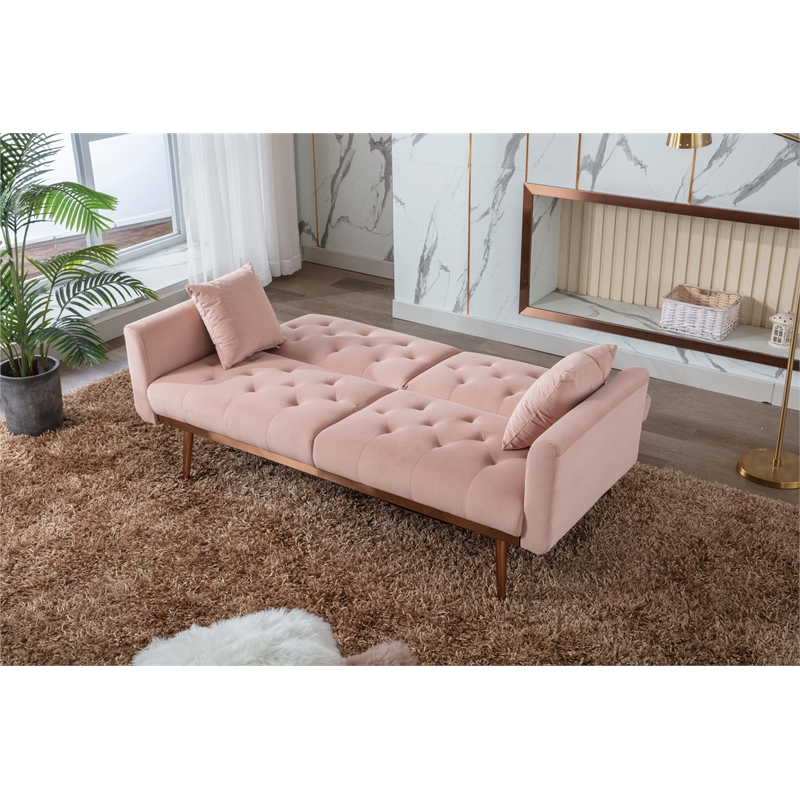 Afuera Living Pink Velvet Convertible Sleeper Sofa with 600 lbs Capacity