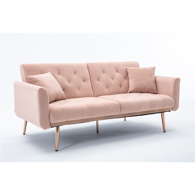 Afuera Living Pink Velvet Convertible Sleeper Sofa with 600 lbs Capacity