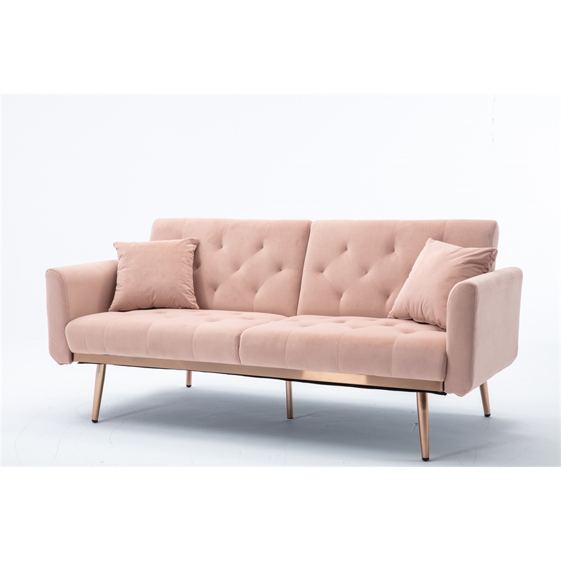 Afuera Living Pink Velvet Convertible Sleeper Sofa with 600 lbs Capacity