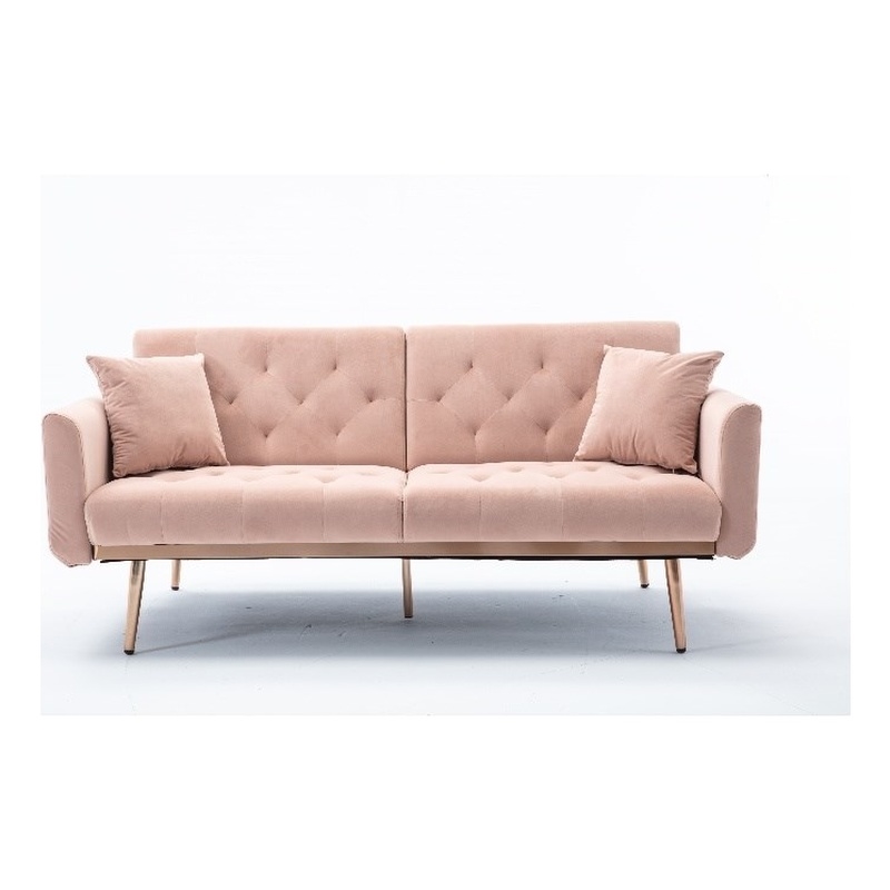 Afuera Living Pink Velvet Convertible Sleeper Sofa with 600 lbs Capacity