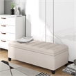 Afuera Living Beige Button-Tufted Rubber Wood Upholstered Flip-Top Storage Bench