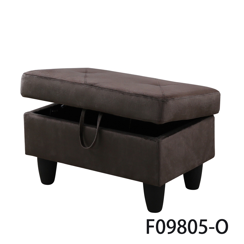 Afuera Living Espresso Flannel 3-Piece Sofa Set with Storage Footstool