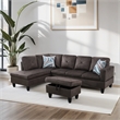 Afuera Living Espresso Flannel 3-Piece Sofa Set with Storage Footstool