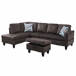 Afuera Living Espresso Flannel 3-Piece Sofa Set with Storage Footstool
