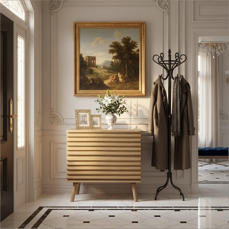 Afuera Living 23-Inch Brown Fluted 2-Drawer Bedside Table Set of 2 75 lbs Top