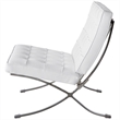 Afuera Living White 29.53-Inch Foldable Leather Accent Chair Stainless Steel