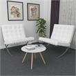 Afuera Living White 29.53-Inch Foldable Leather Accent Chair Stainless Steel