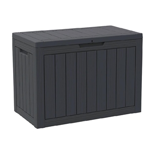 Afuera Living 45-Gallon Black Resin Outdoor Storage Box with Woodgrain Finish