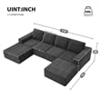 Afuera Living Dark Grey Chenille U-Shaped Modular Floor Sofa No Assembly