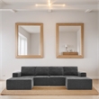 Afuera Living Dark Grey Chenille U-Shaped Modular Floor Sofa No Assembly