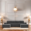 Afuera Living Dark Grey Chenille U-Shaped Modular Floor Sofa No Assembly