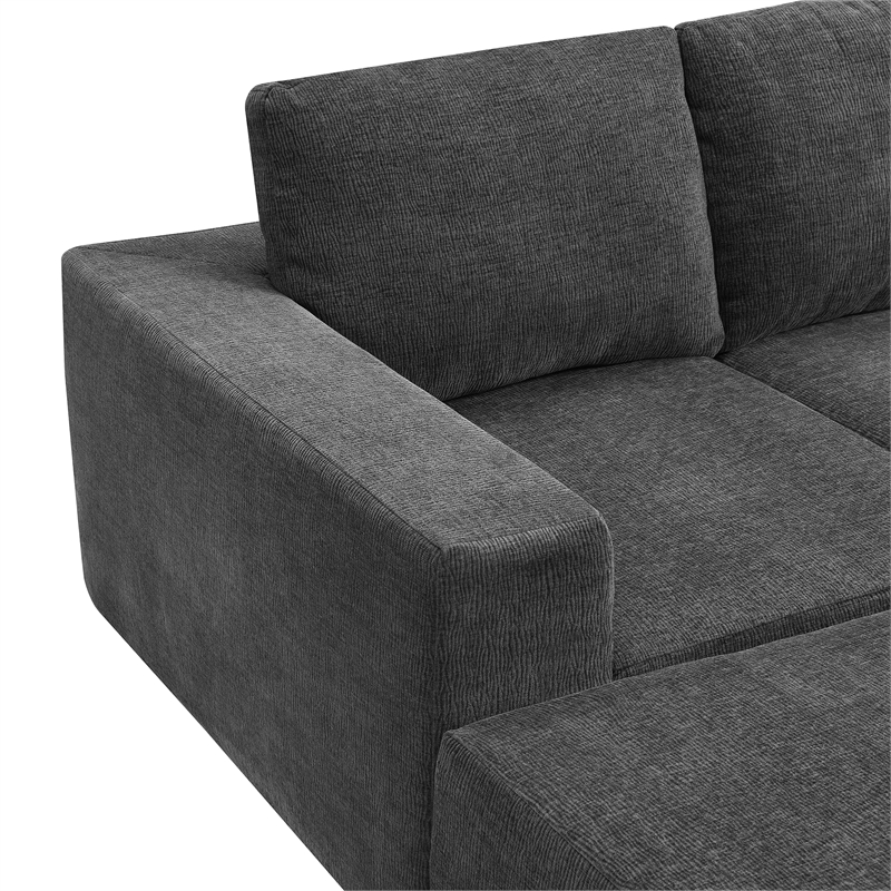 Afuera Living Dark Grey Chenille U-Shaped Modular Floor Sofa No Assembly