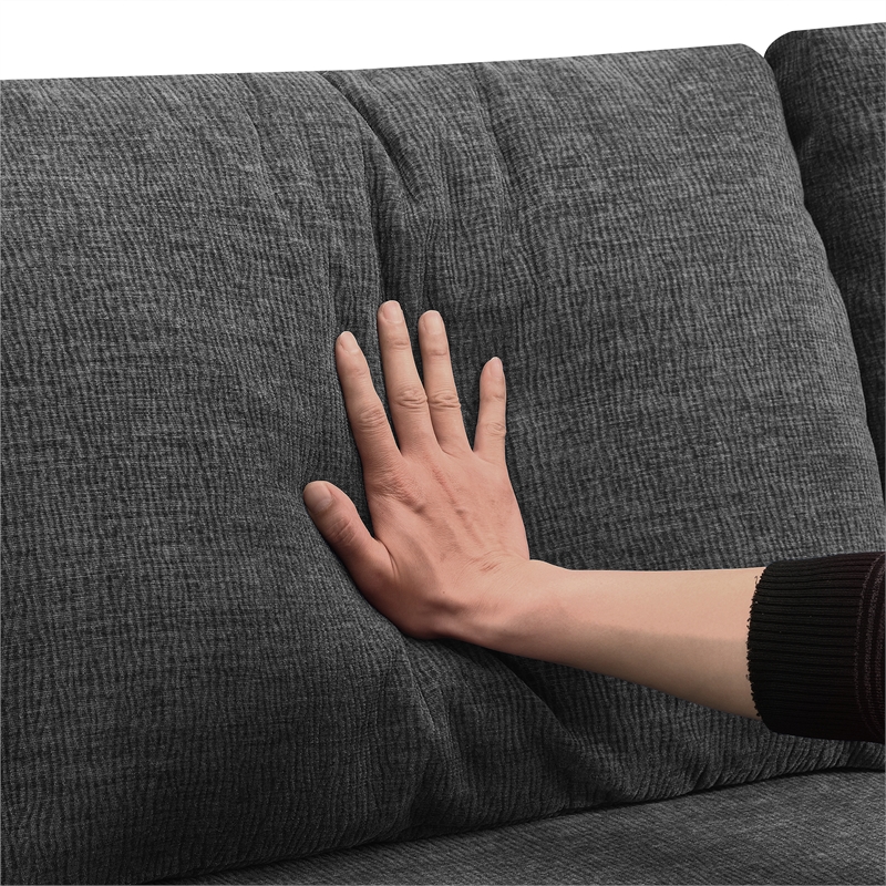 Afuera Living Dark Grey Chenille U-Shaped Modular Floor Sofa No Assembly