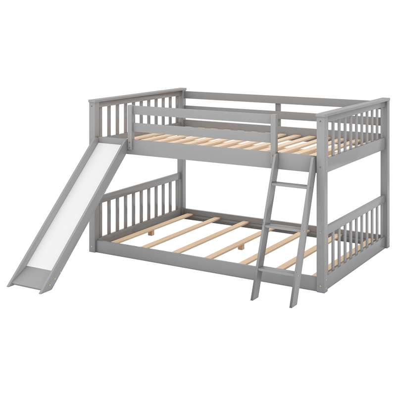 Afuera Living Grey Full-Over-Full Bunk Bed with Reversible Slide and Ladder