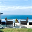 Afuera Living 3-Piece Black PE Wicker Patio Set with Tempered Glass Table