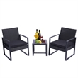 Afuera Living 3-Piece Black PE Wicker Patio Set with Tempered Glass Table