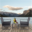 Afuera Living 3-Piece Black PE Wicker Patio Set with Tempered Glass Table