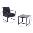 Afuera Living 3-Piece Black PE Wicker Patio Set with Tempered Glass Table
