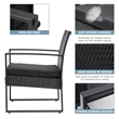 Afuera Living 3-Piece Black PE Wicker Patio Set with Tempered Glass Table