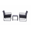 Afuera Living 3-Piece Black PE Wicker Patio Set with Tempered Glass Table