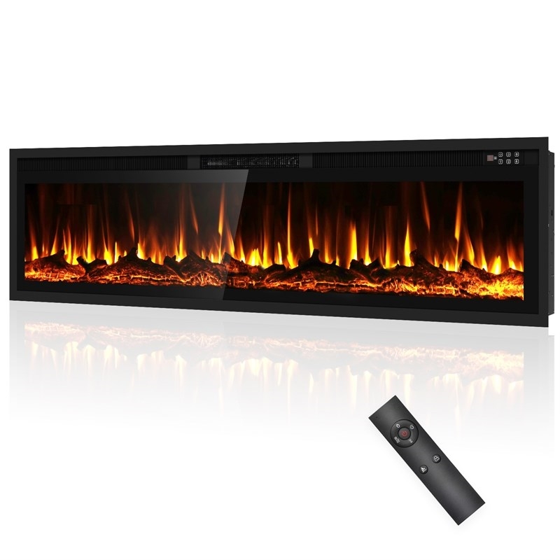 Afuera Living 72-Inch Black Recessed/Wall Mount 3D LED 1500W Electric Fireplace