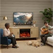 Afuera Living 65-Inch Medium Wood Fluted TV Stand with 23-Inch 3D Fireplace