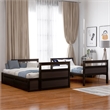 Afuera Living Espresso Separable Twin-Over-Full Pine Bunk Bed with Drawers