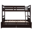 Afuera Living Espresso Separable Twin-Over-Full Pine Bunk Bed with Drawers