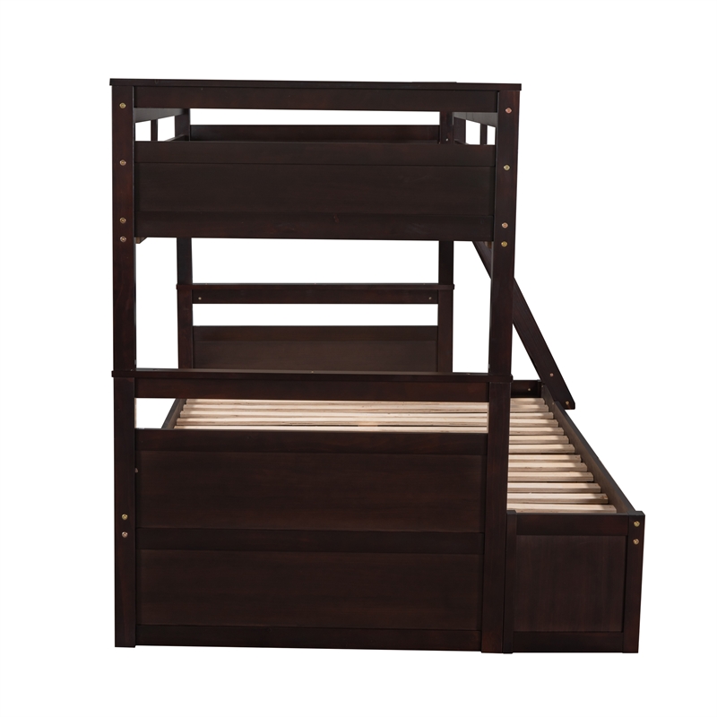 Afuera Living Espresso Separable Twin-Over-Full Pine Bunk Bed with Drawers