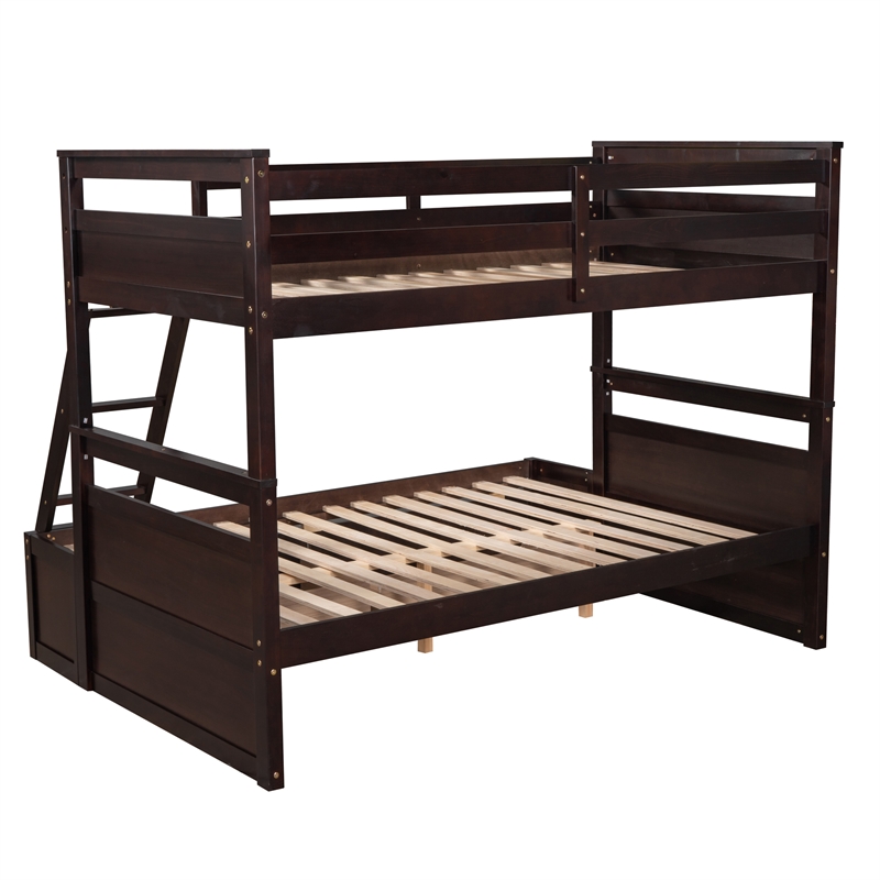 Afuera Living Espresso Separable Twin-Over-Full Pine Bunk Bed with Drawers