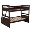 Afuera Living Espresso Separable Twin-Over-Full Pine Bunk Bed with Drawers