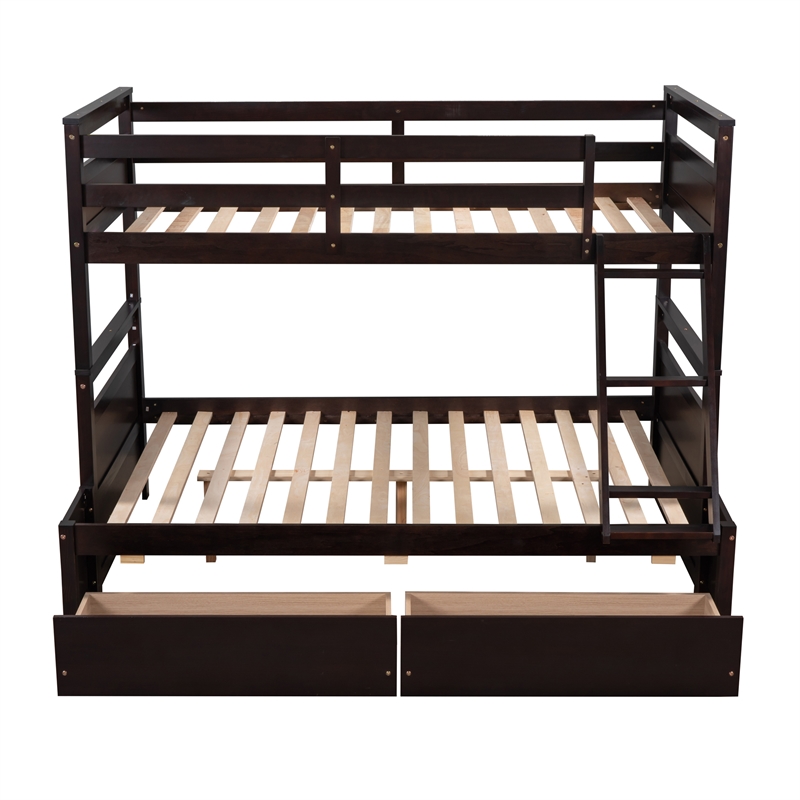 Afuera Living Espresso Separable Twin-Over-Full Pine Bunk Bed with Drawers