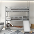 Afuera Living Full-Over-Full-Over-Full Pine Wood Triple Bed with Ladder & Slide