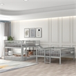 Afuera Living Full-Over-Full-Over-Full Pine Wood Triple Bed with Ladder & Slide